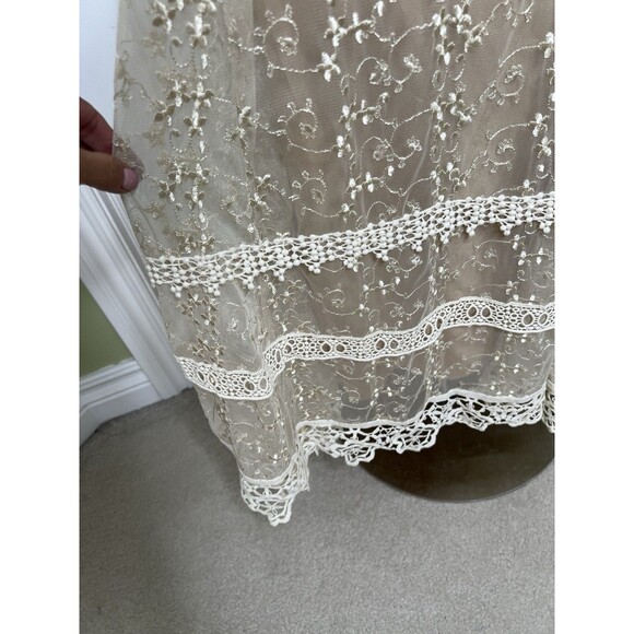 New Coldwater Creek Petite Ivory Layer Lace Dress Cottagecore Romantic fairy 10P - Picture 4 of 12